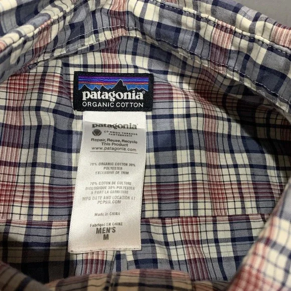 Patagonia Shirt Mens Medium Button Up Organic Cotton Plaid Outdoors Sustainable - Picture 4 of 8